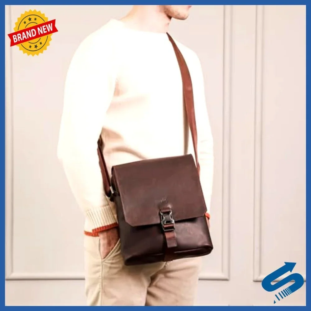 Men's Leather Messenger Bag, Adjustable Strap, Fits 11-Inch Tablet